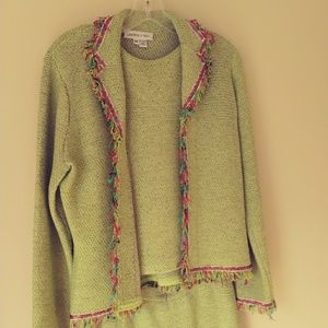 3 piece Lawrence Rich Light Green Knit Suit